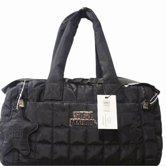 Steve Madden BAria Quilted Weekender Bag- Black - Picture 2 of 9